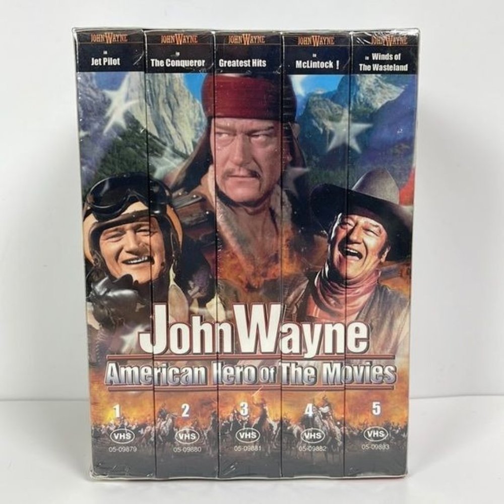 NEW John Wayne 5 VHS Movies Western n Military Classics sealed greatest hits